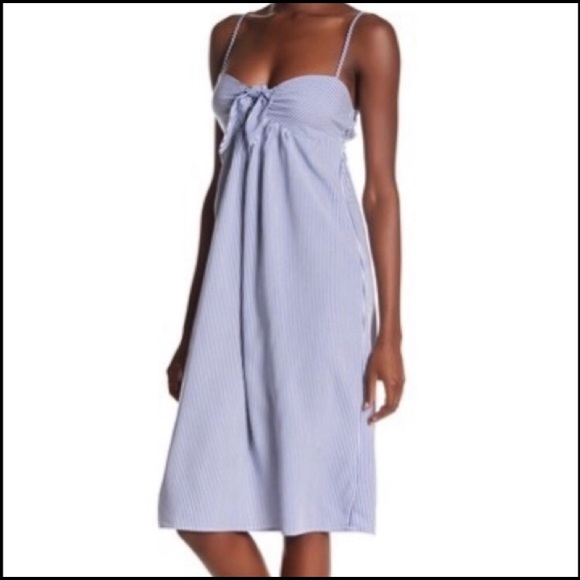 Velvet Torch Blue and White Striped Midi Dress - Picture 1 of 7